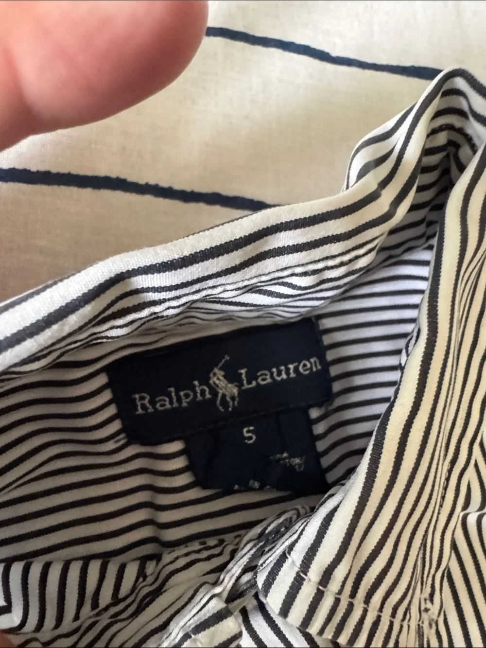 Ralph Lauren Boys Black and White Striped Button-Down Shirt